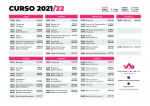 ACADEMIA DE BAILE EN ZARAGOZA HORARIOS21-22