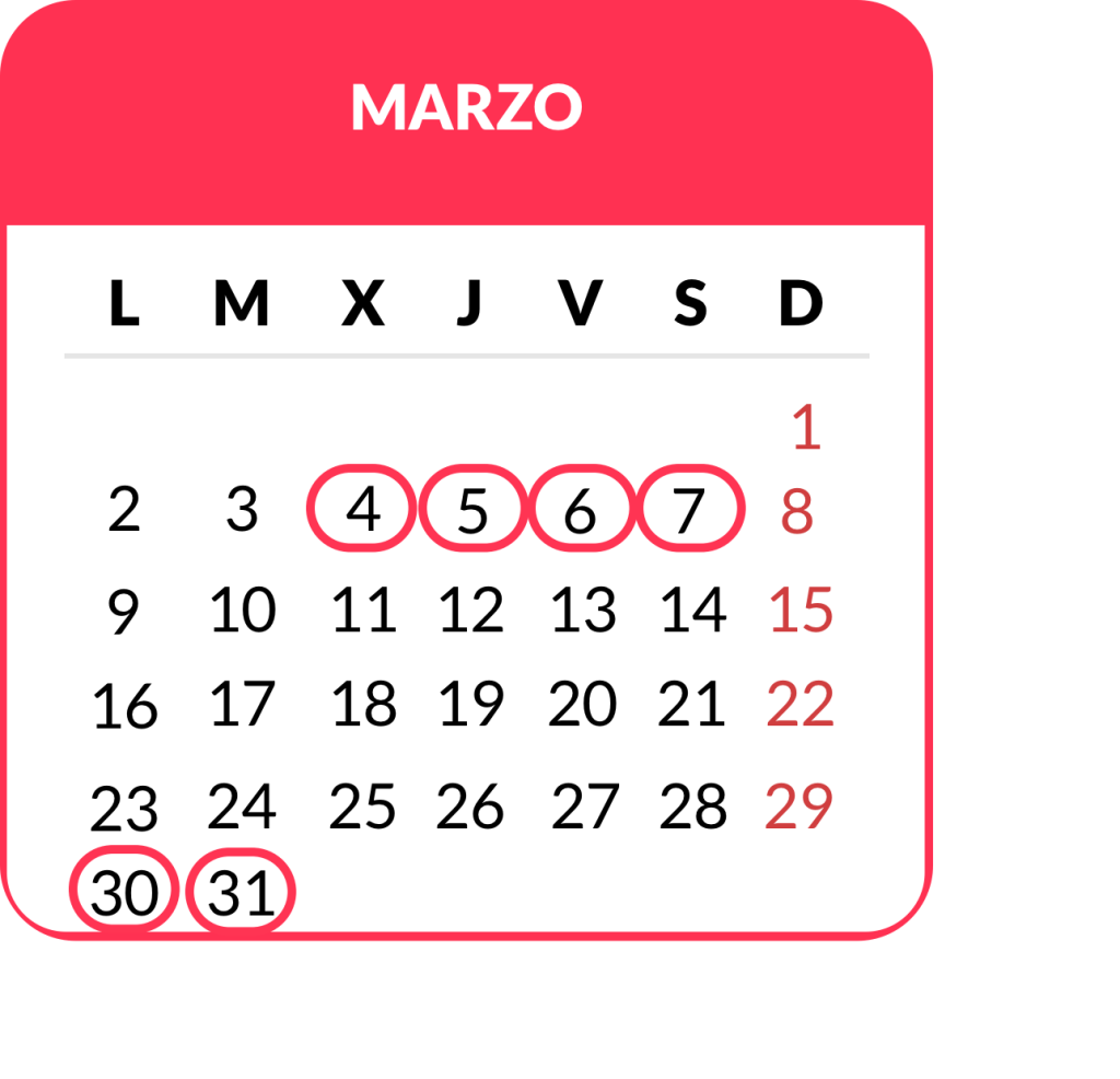 Calendario Marzo 2026